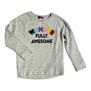 George Kids Gray Sweatshirt with Colorful 'Wonder Fully Awesome' Design